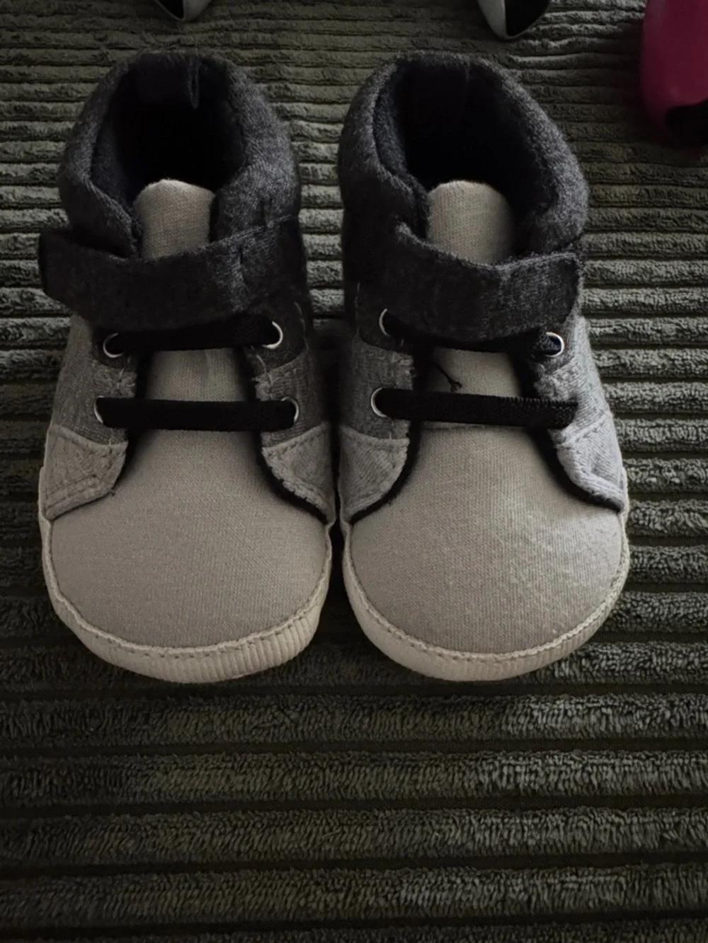 Gray Baby & Walker High-Top Sneakers with Hook-and-Loop Strap